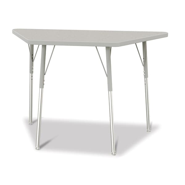 Jonti-Craft Berries Trapezoid Activity Tables, 24 in. x 48 in., A-height 24 in.-31 in., Freckled Gray 6438JCA000 - main